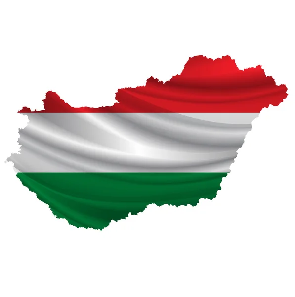 Hungary Icono de mapa de bandera — Vector de stock